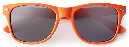 Orange sunglasses on white background